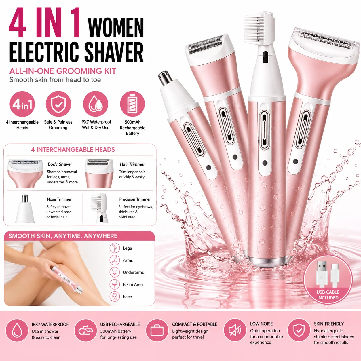 4 In 1 Women Electric Shaver - Image 1
