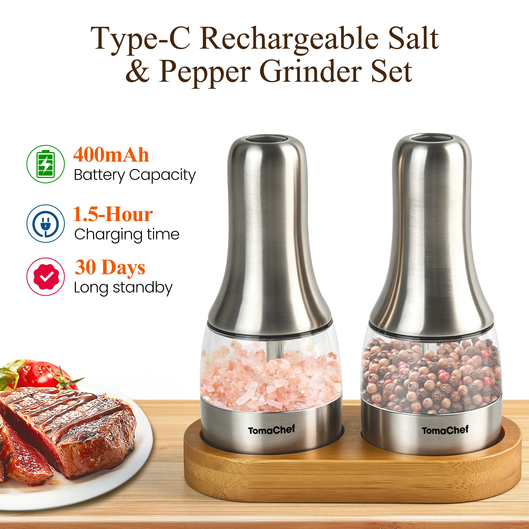 Electric Salt and Pepper Grinder Set - Image 1